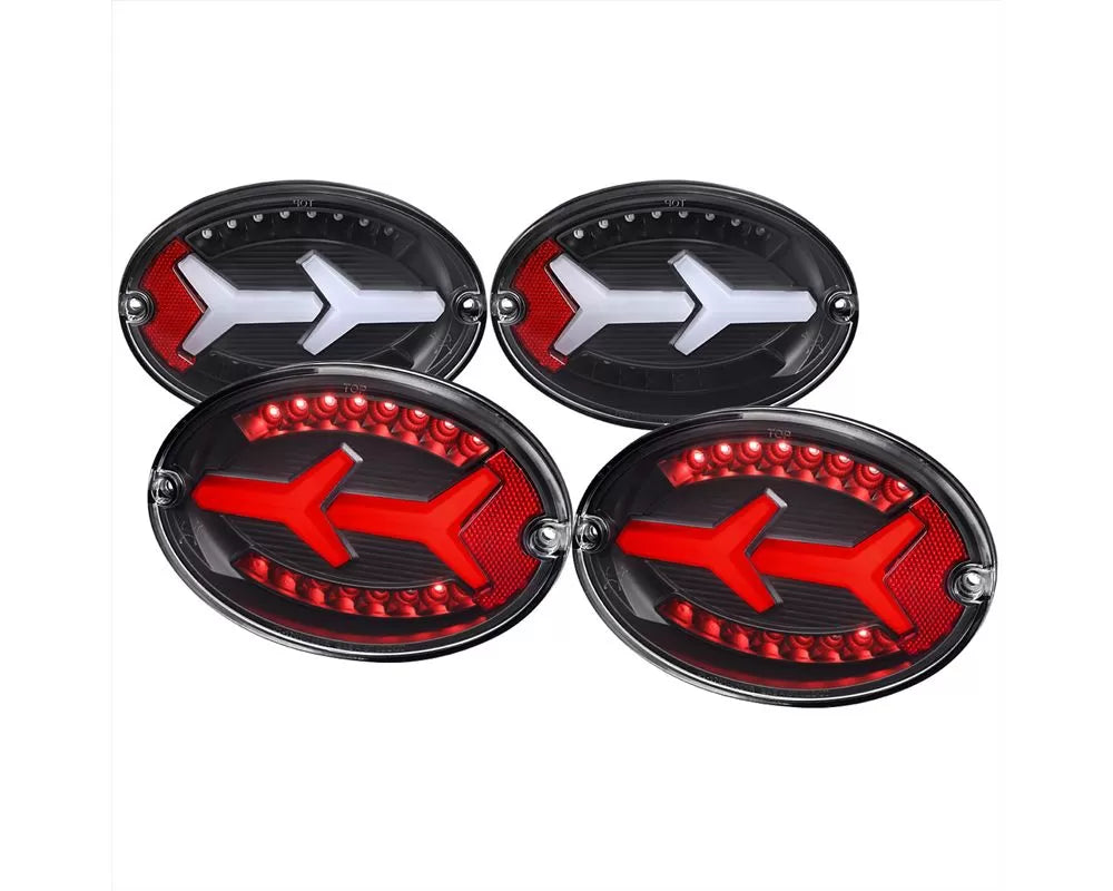 Spec-D 4PC White LED Bar Taillights (Matte Black Housing/Clear Lens (97-04 Chevrolet Corvette | RWD)