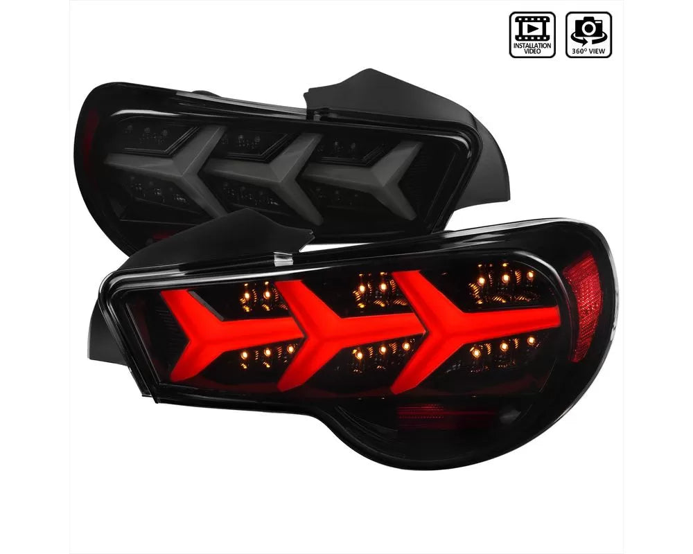 Spec-D Lambo Style Sequential LED Taillights (Glossy Black Housing/Smoked Lens (13-16 Scion FR-S / Subaru BRZ | RWD)
