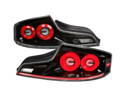 Spec-D Red LED Halo Sequential Signal Taillights (Glossy Black Housing/Clear Lens (03-07 INFINITI G35 | AWD/RWD)
