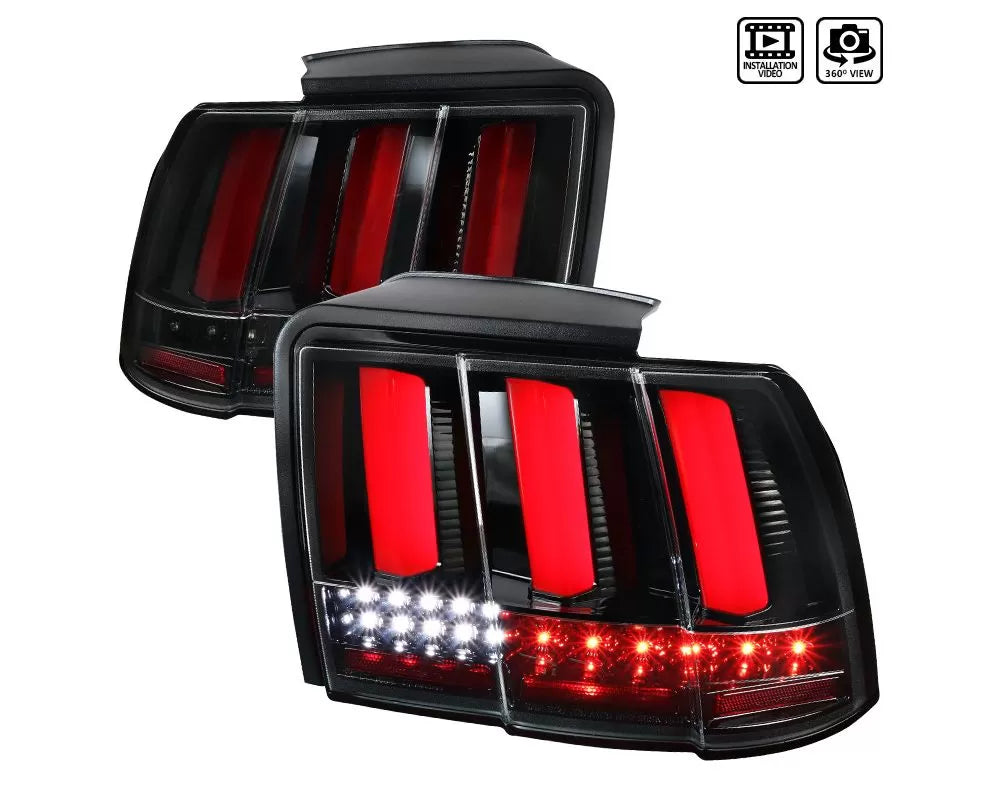 Spec-D Sequential LED Taillights (Jet Black Housing/Clear Lens (99-04 Ford Mustang | RWD)