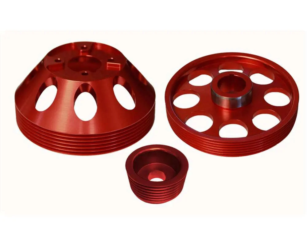 Torque Solution Red Lightweight Water Pump, Crank & Alternator Pulley Combo Hyundai Genesis Coupe 2010+