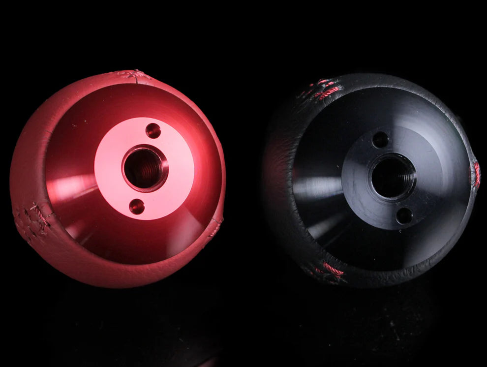 Mugen Shift Knob - 6 speed Leather Hand Stitched Red or Black