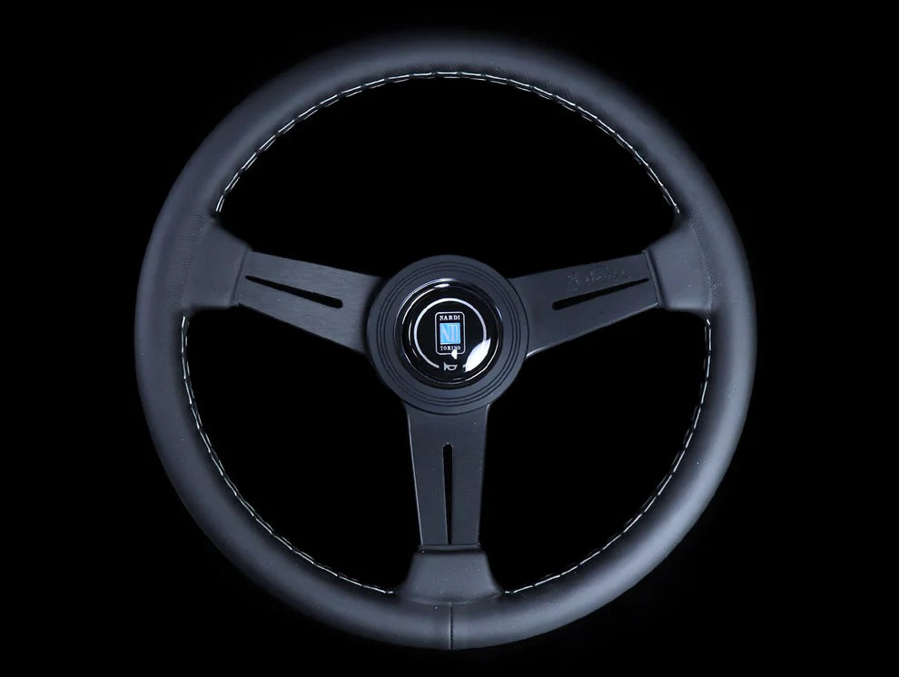 Nardi Classic 390mm Steering Wheel - Black Leather / Grey Stitch