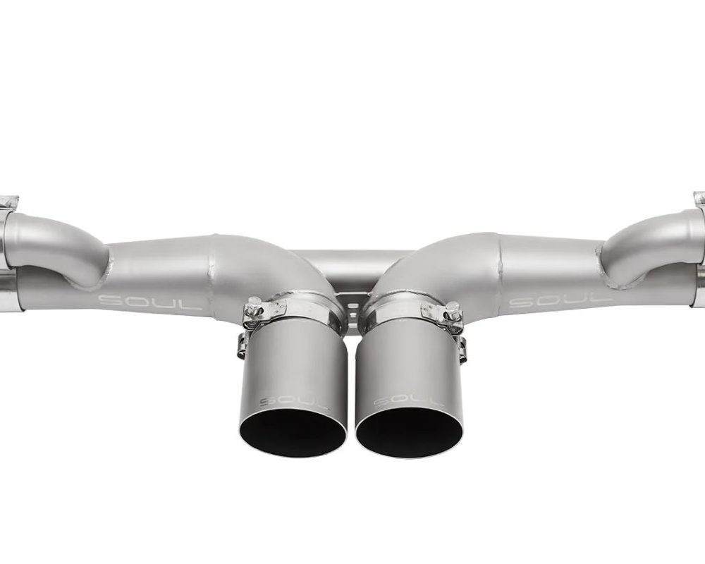 SOUL Performance Center Muffler Bypass Exhaust System with Straight Satin Black Tips for 991 Porsche 911 GT3 / GT3 RS / R