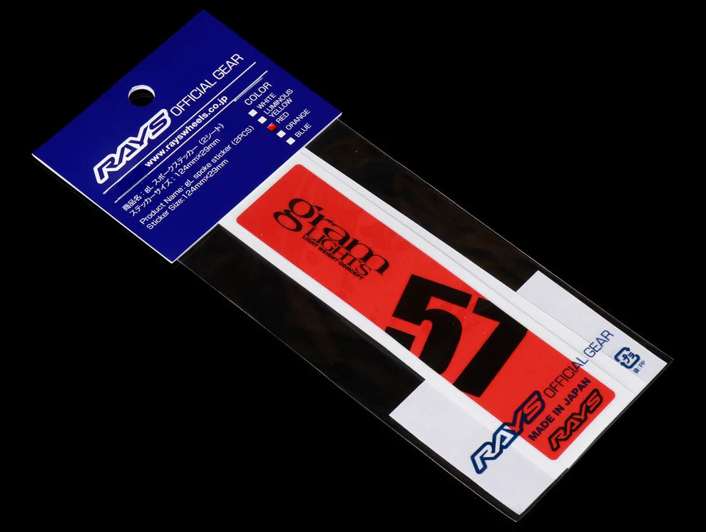 Rays Gram Lights 57DR/CR Spoke Sticker Set (2 Pieces / Red)