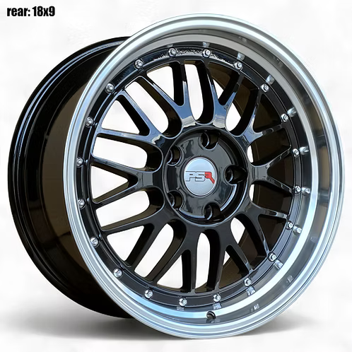 (4) PSR 1025 style, Gloss Black Machined Lip, (2)18x8 (2)18x9 +35, 5X114.3, 73.1