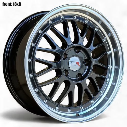 (4) PSR 1025 style, Gloss Black Machined Lip, (2)18x8 (2)18x9 +35, 5X114.3, 73.1
