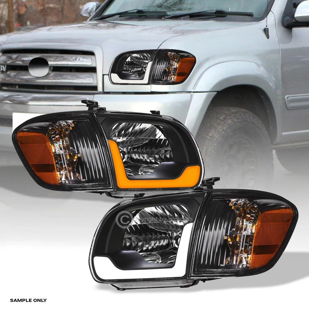 Switchback Sequential For 2005-2006 Tundra Crew Blk Headlights+Corner w/LED Tube