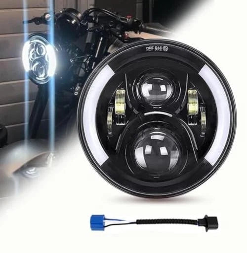 7 Inch Led Headlight DRL (Left/Right) Turn Signal Lights for Motorcycle Black