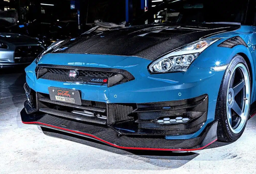 Top Secret Half Carbon Front Bumper Kit & GT Wide Fenders Set for R35 Nissan GT-R