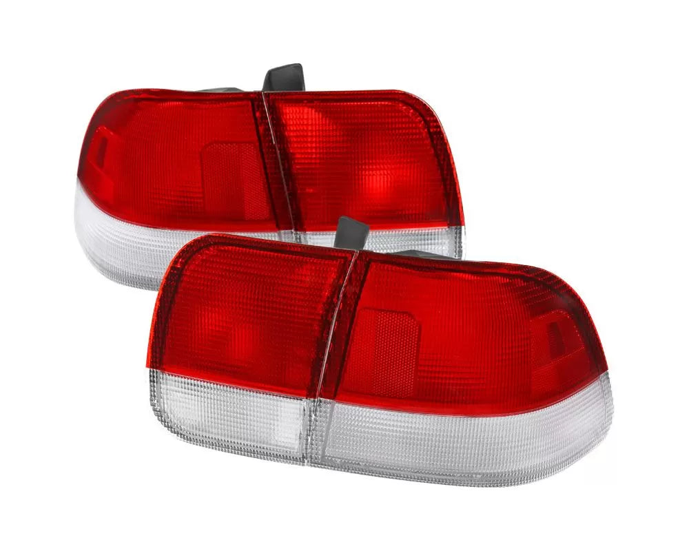 Spec-D Taillights W/ Bulbs (Chrome Housing/Red Clear Lens (96-98 Honda Civic | FWD)