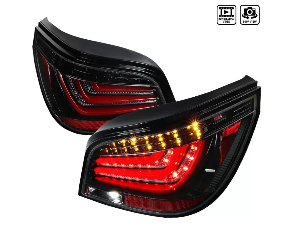Spec-D LED Taillights (Jet Black Housing/Clear Lens (04-07 BMW 525i/525xi/530i/530xi/545i/550i | AWD/RWD)