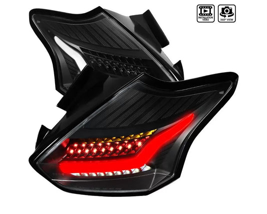 Spec-D LED Taillights (Matte Black Housing/Clear Lens (15-18 Ford Focus | AWD/FWD)