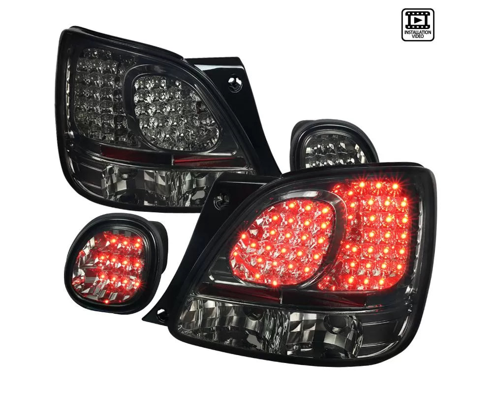 Spec-D LED Taillights & Trunk Lights (Chrome Housing/Red Smoked Lens (98-05 Lexus GS300/GS400/GS430 | RWD)