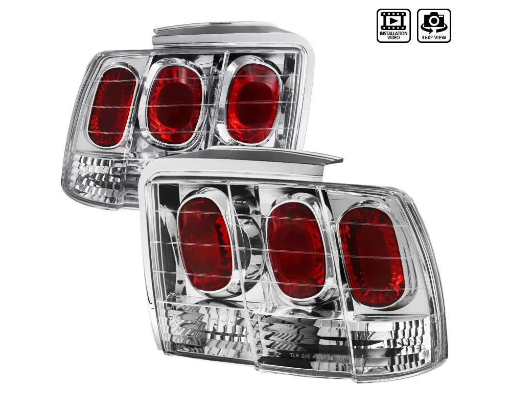 Spec-D Taillights (Chrome Housing/Clear Lens (99-04 Ford Mustang | RWD)