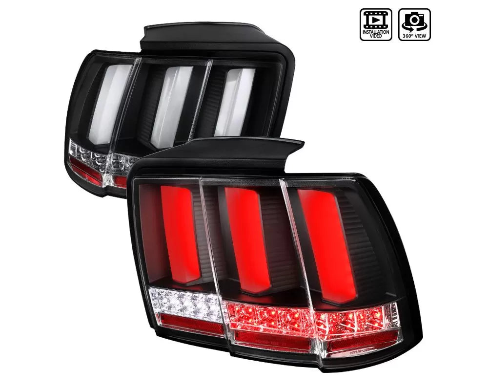 Spec-D Sequential LED Taillights (Matte Black Housing/Clear Lens (99-04 Ford Mustang | RWD)