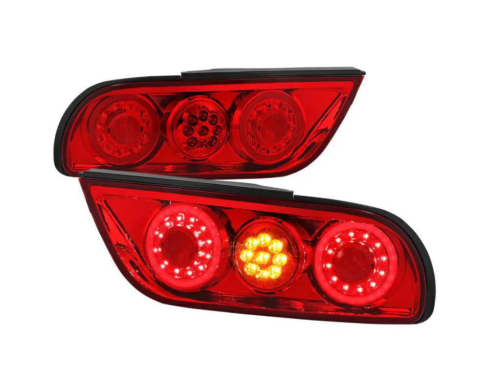 Spec-D Red LED Tail Lights (Chrome Housing/Red Lens (91-98 Nissan 240SX | RWD)