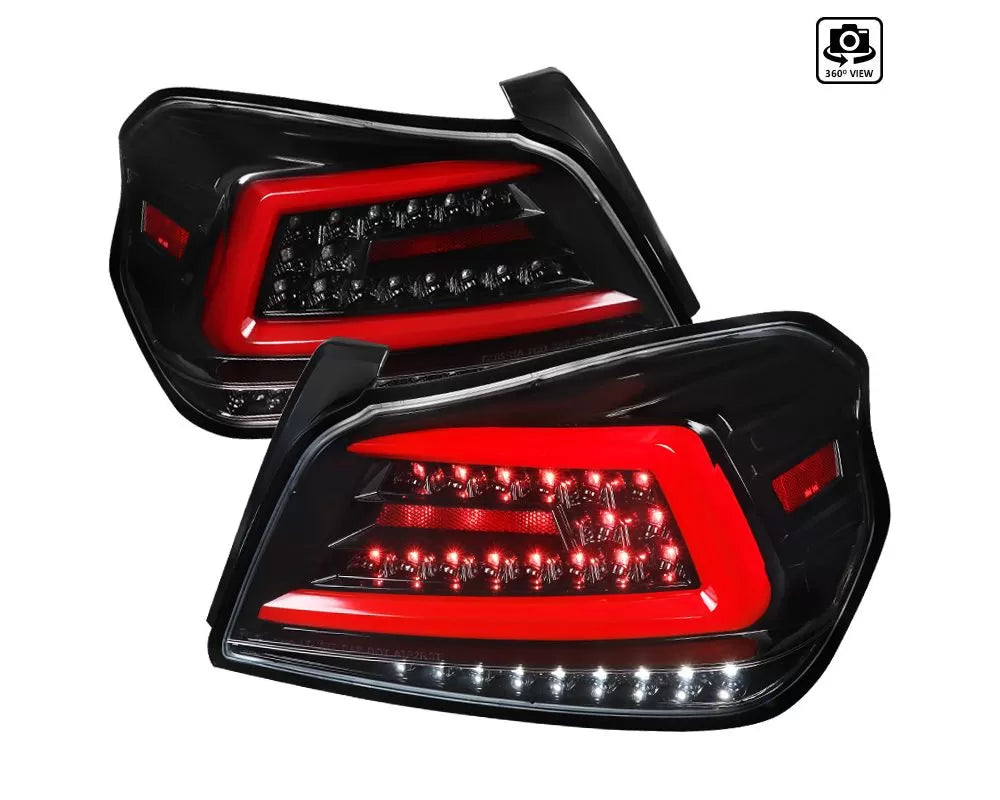Spec-D Sequential Red Bar LED Taillights (Jet Black Housing/Clear Lens (15-21 Subaru WRX/WRX STI | AWD)