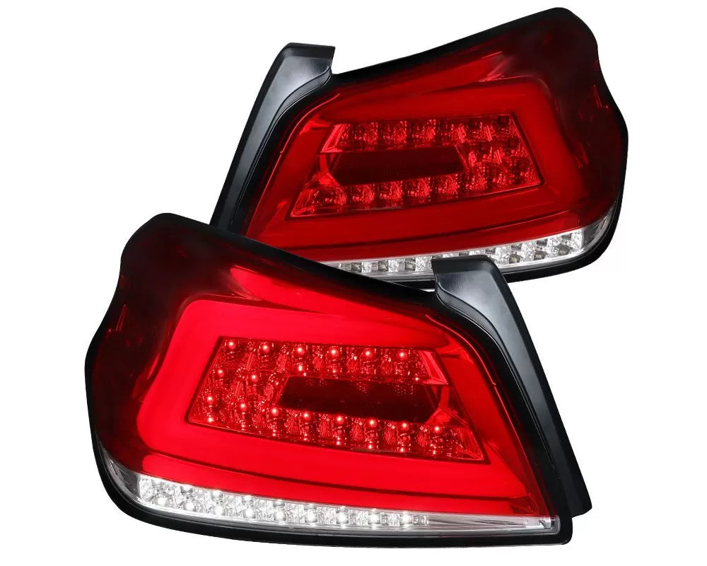 Spec-D Sequential White Bar LED Taillights (Chrome Housing/Red Lens (15-21 Subaru WRX/WRX STI | AWD)