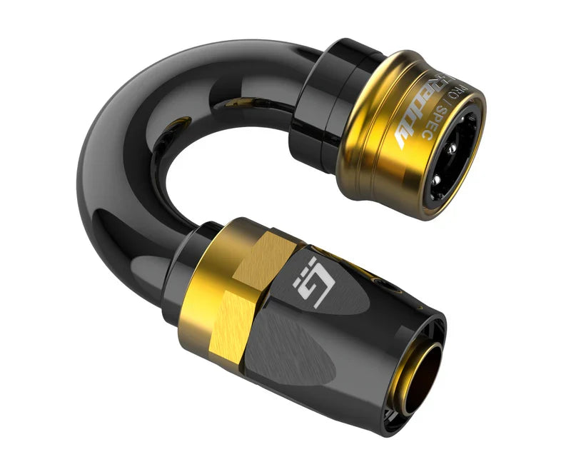 GReddy AN08 180 DEGREE ORB MALE BLACK/GOLD ANODIZED
