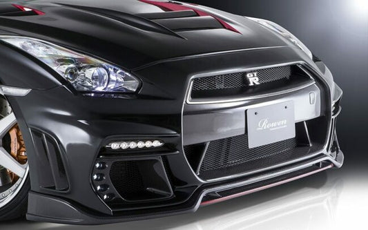 Rowen Front Bumper Fascia w/ LED Spotlamp (Carbon Fiber w. FRP, V3) for 2009-16 Nissan GT-R R35