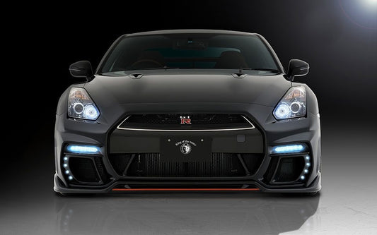 Rowen Front Bumper Fascia w/ LED Spotlamp (Carbon Fiber w. FRP, V3) for 2009-16 Nissan GT-R R35