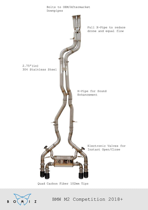 BMW F87 M2 Competition S55 Valved Catback Exhaust