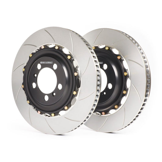 GiroDisc Rear Slotted Brake Rotors with Spacers for 981 / 982 Porsche Boxster Spyder, 718 Boxster and Cayman GTS 4.0