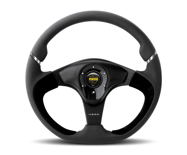 Momo Nero Steering Wheel 350 mm - Black Leather/Suede/Black Spokes