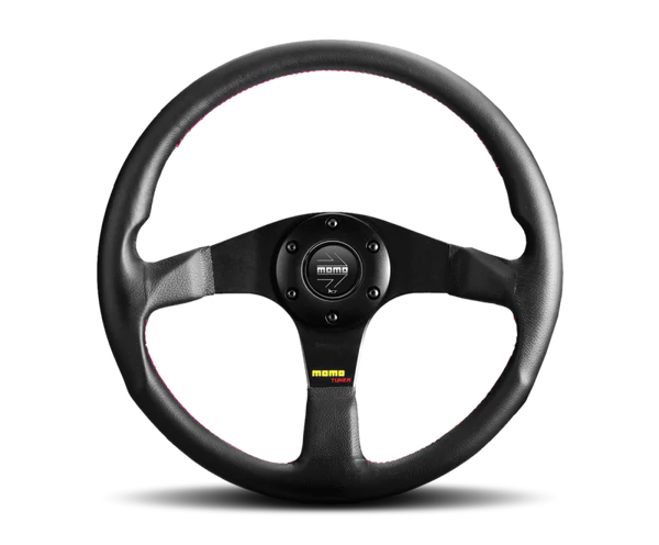 Momo Tuner Steering Wheel 350 mm - Black Leather/Red Stitch/Black Spokes