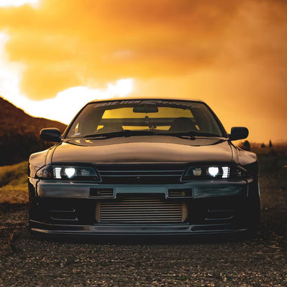 78works Full LED Headlights 4-Lamp Black (R/L) for 1989-1994 Nissan Skyline (R32)