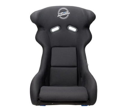 NRG FRP Bucket Seat - White Finish with Arrow Embroidery And Blue Side Mount Bracket Each (1)