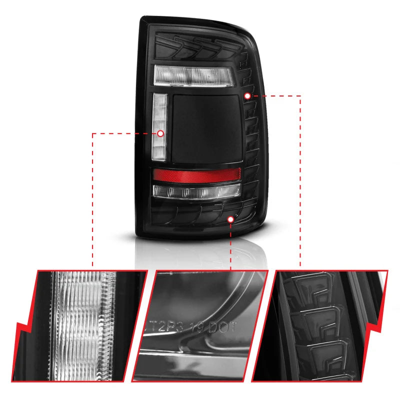 ANZO 19-24 RAM 2500/3500 Full LED Tail Lights SeqSig Black - Pair