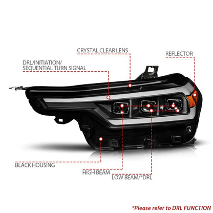 Anzo 2023+ Chevy Colorado Full LED Proj. Headlights w/ Black Housing - Seq. Lightbar w. DRL
