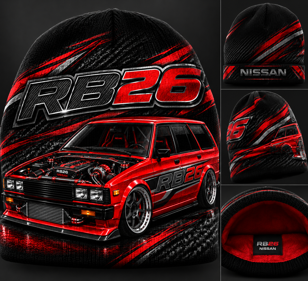 NISSAN RB26 BEANIE HAT BY BOOSTED MOTORSPORTS