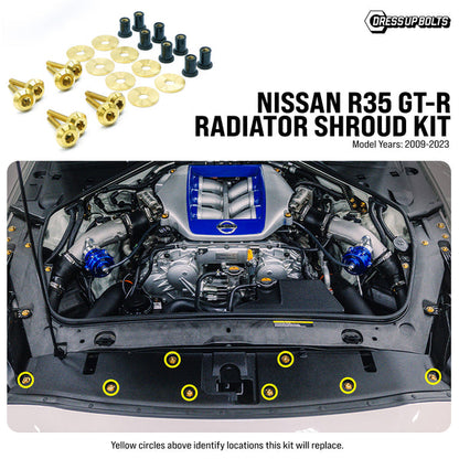 Dress Up Bolts Titanium Hardware Radiator Shroud Kit - Nissan GT-R R35 09-23