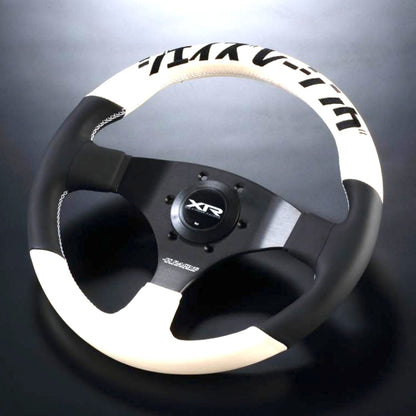 J's Racing XR Steering Wheel Type-F Katakana - 325mm - White & Black Leather