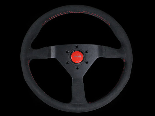 Momo Monte Carlo Steering Wheel - 350mm Black Alcantara Suede w/ Red Stitching