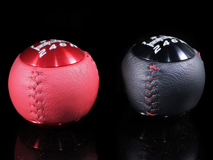 Mugen Shift Knob - 6 speed Leather Hand Stitched Red or Black