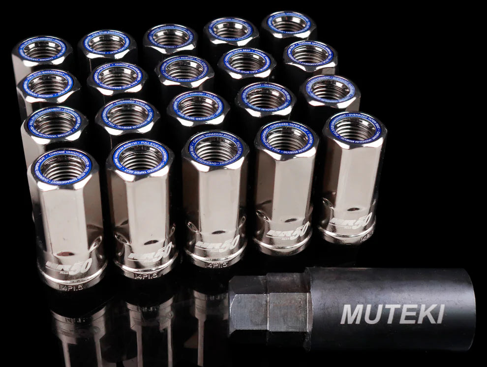 Muteki HR50 14x1.50 Open End Lug Kit - Titanium Chrome Red,Blue,Yellow