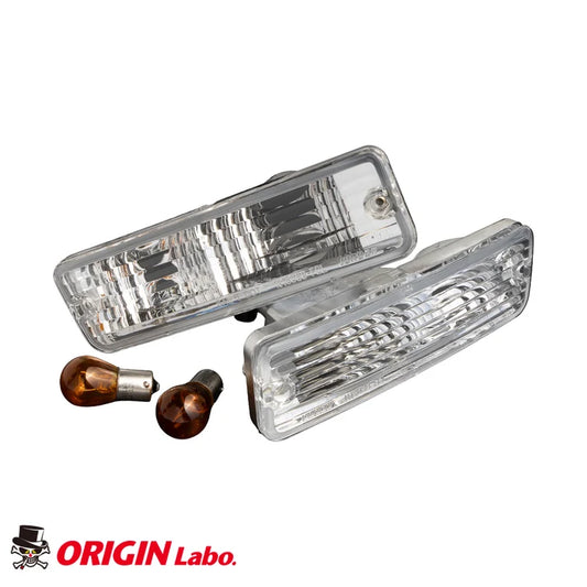 Twin-Bulb Front Bumper Clear Indicator Set - S13 Silvia / 180SX (Early Model)