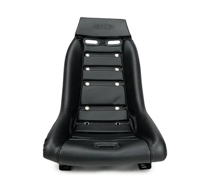 NRG GT Retro Bucket Seat Black PVC Leather Black Fiberglass w/ Madmike Logo