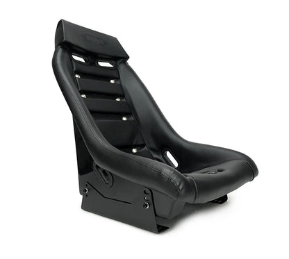 NRG GT Retro Bucket Seat Black PVC Leather Black Fiberglass w/ Madmike Logo