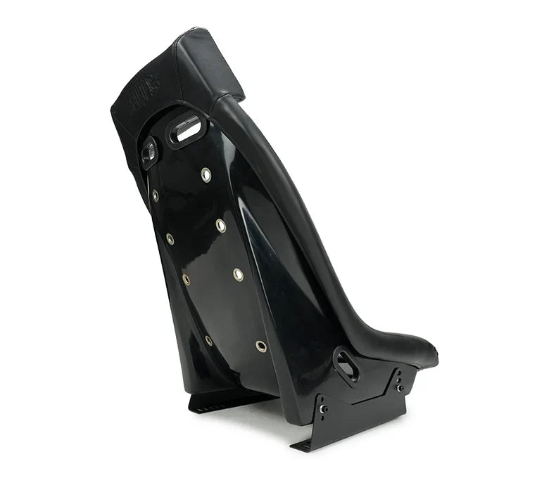 NRG GT Retro Bucket Seat Black PVC Leather Black Fiberglass w/ Madmike Logo