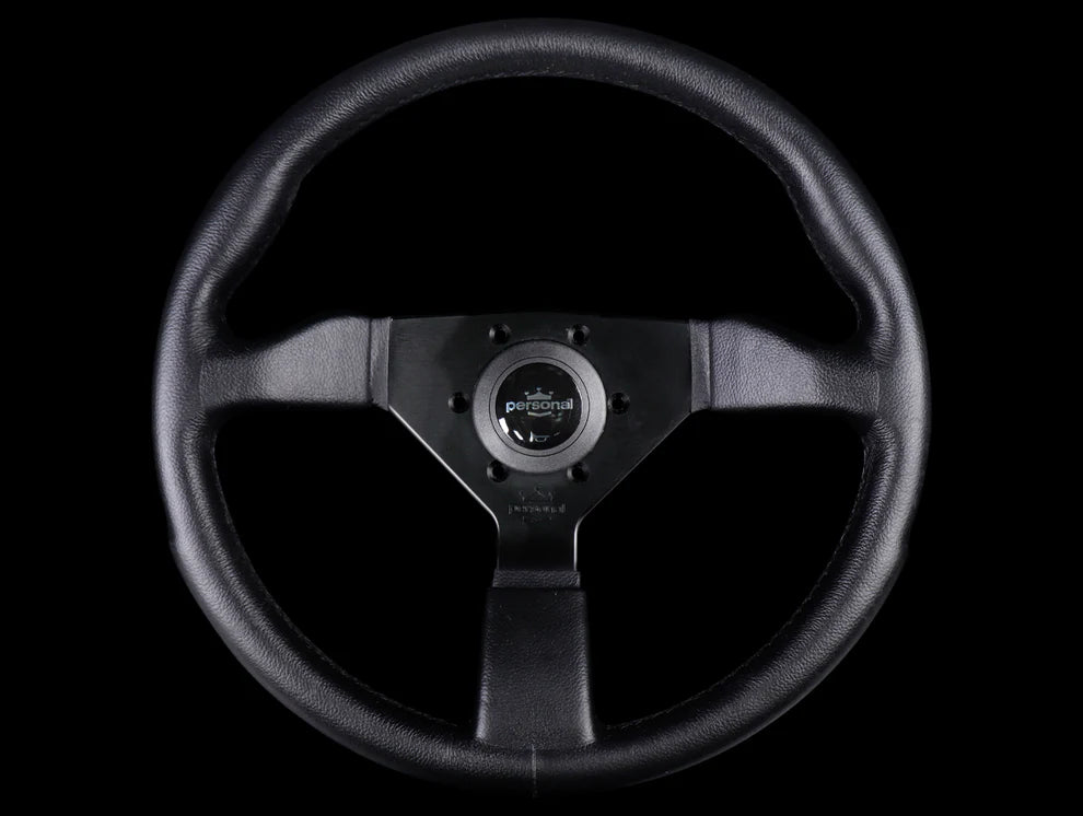 Personal Grinta 350mm Steering Wheel - Black Polyurethane / Silver Horn Button