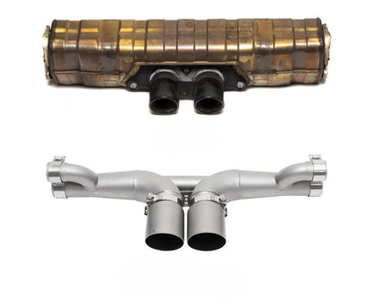 SOUL Performance Center Muffler Bypass Exhaust System with Straight Satin Black Tips for 991 Porsche 911 GT3 / GT3 RS / R