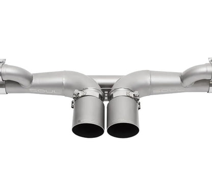 SOUL Performance Center Muffler Bypass Exhaust System with Straight Satin Black Tips for 991 Porsche 911 GT3 / GT3 RS / R