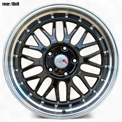 (4) PSR 1025 style, Gloss Black Machined Lip, (2)18x8 (2)18x9 +35, 5X114.3, 73.1