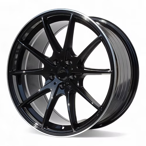 (4) VR G25 style, Gloss Black Machined Lip, 18x8.5 +35, 5X114.3, 73.1