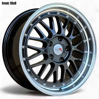 (4) PSR 1025 style, Gloss Black Machined Lip, (2)18x8 (2)18x9 +35, 5X114.3, 73.1